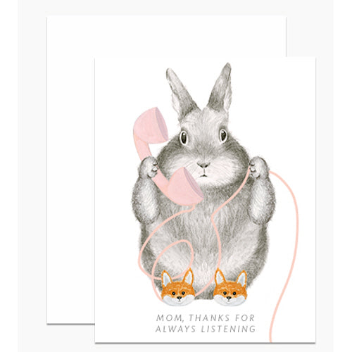 Load image into Gallery viewer, Bunny in Fox Slippers-Mom Greeting Card
